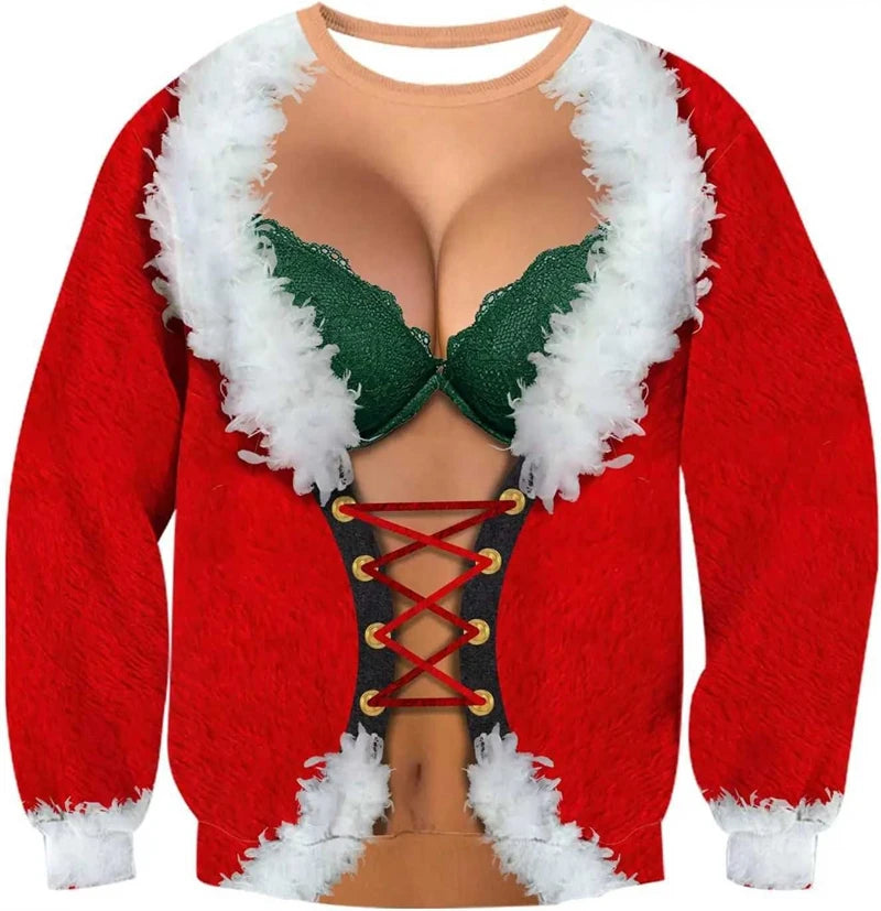 Funny Christmas Sweatshirt - Ugly Santa Claus Holiday Hoodie