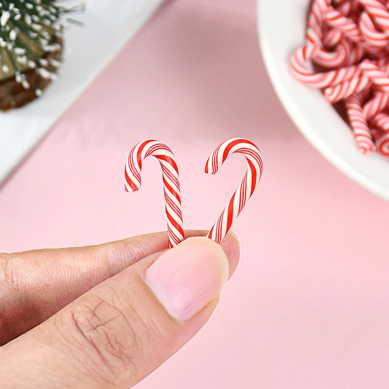 Mini Candy Cane - Red White Resin DIY Crafts Xmas Pendant