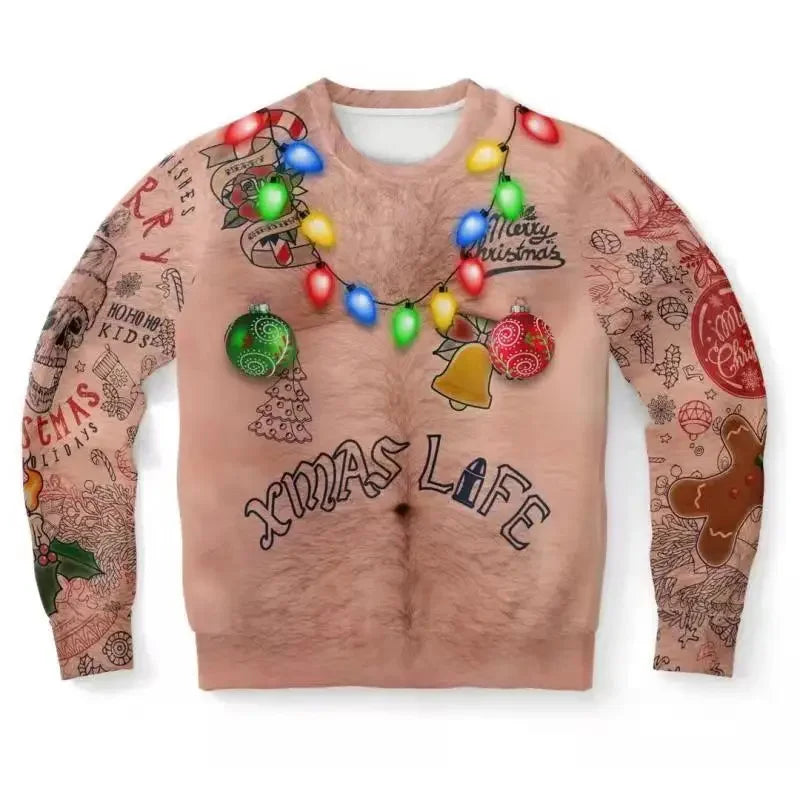 Ugly Christmas Sweatshirt - Men 3D Printed Loose Pullover