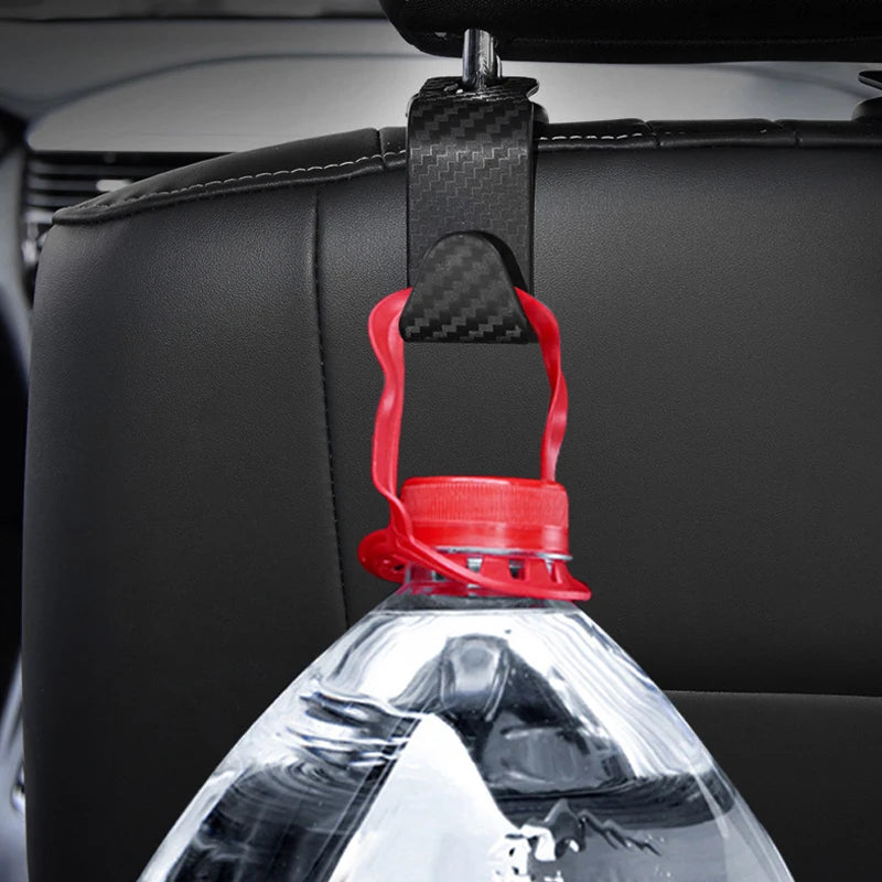 Car Seat Headrest Hook - 4Pcs Carbon Fibre Organizer Hanger