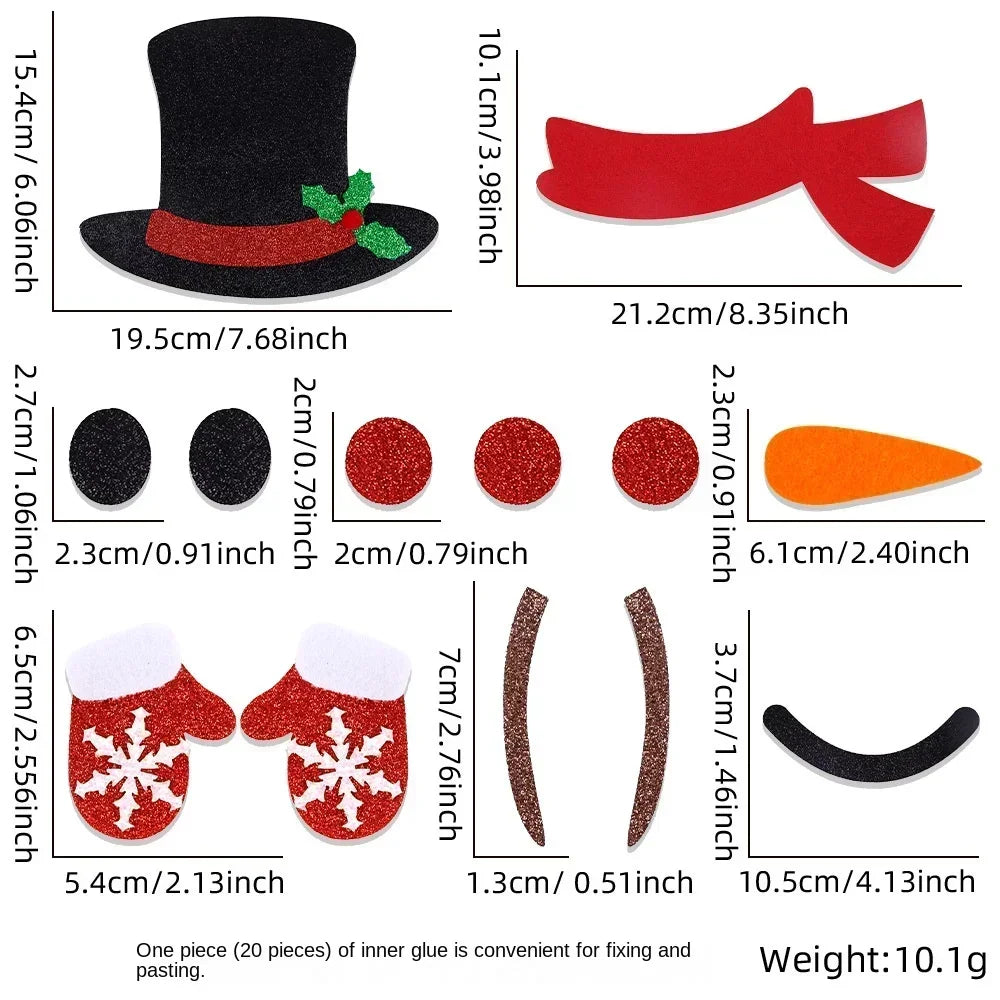 Christmas Felt Santa Snowman Door Window Stickers Wall Decals Xmas Party Background Decor New Year Indoor Home Hanging Ornament