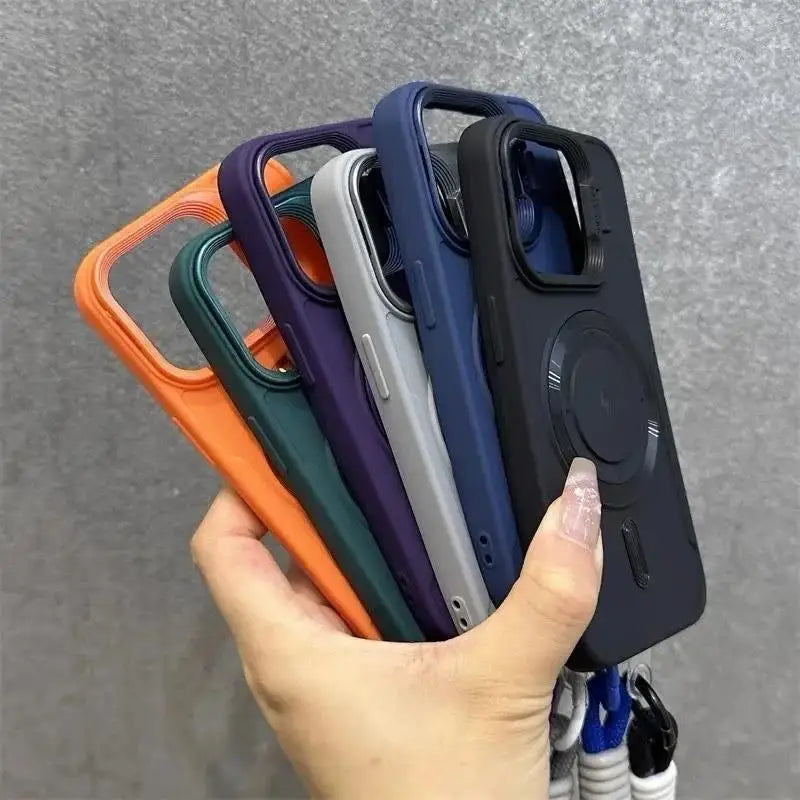 Lens Stand Magsafe iPhone Case - Wrist Lanyard Shockproof Cover