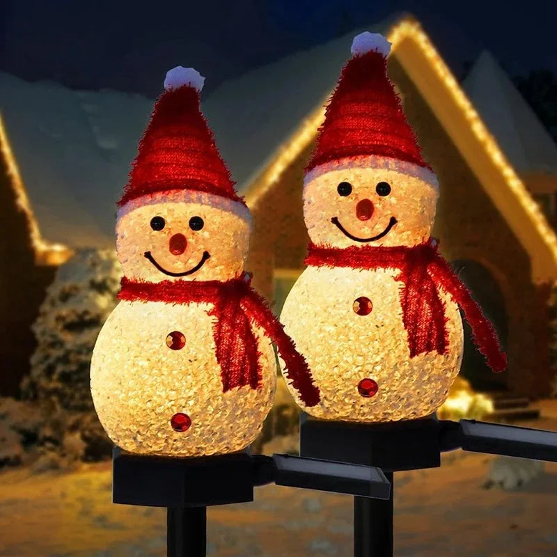 Snowman Solar Lights - Outdoor Christmas Stake Decorations