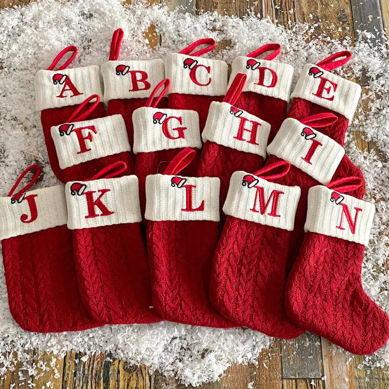 Christmas Stockings - Alphabet Knitting Socks Tree Ornaments Gift