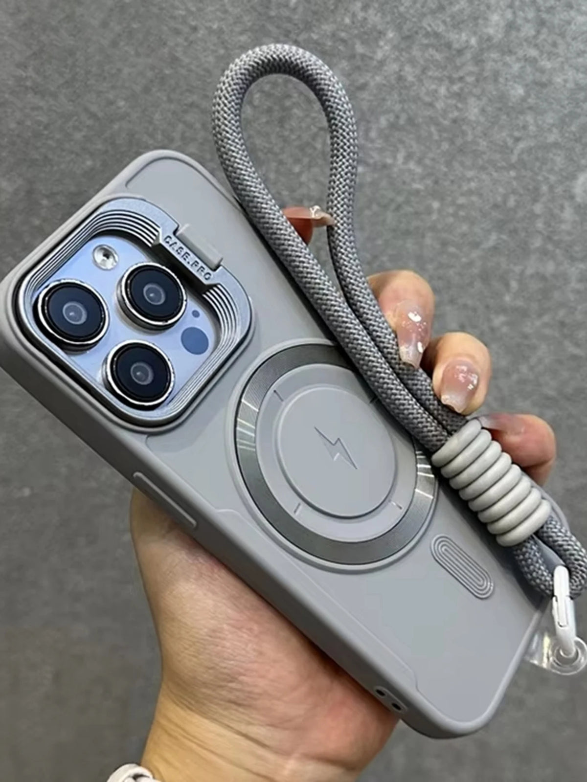 Lens Stand Magsafe iPhone Case - Wrist Lanyard Shockproof Cover