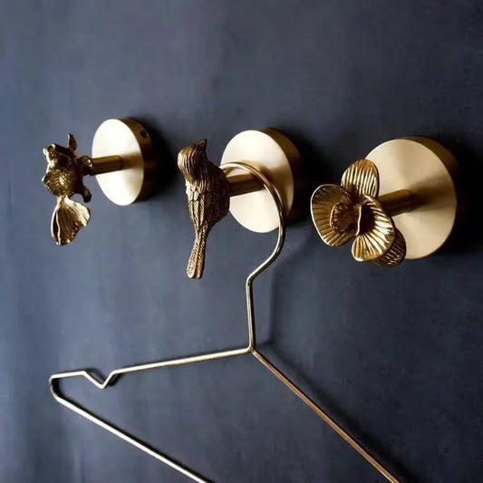 AeroBrass Botanical & Fauna Wall Mount | Solid Cast Brass Hook