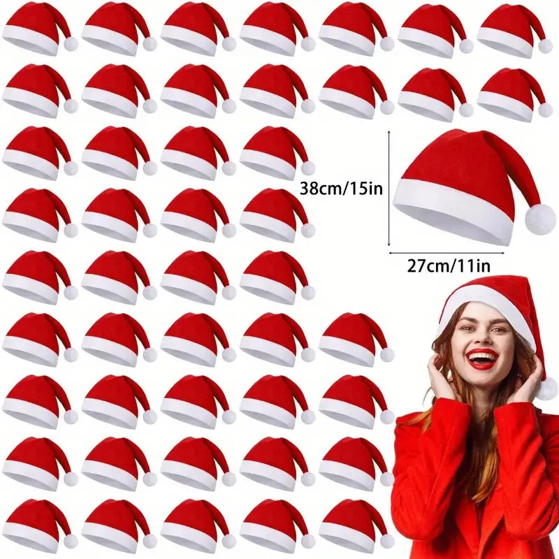 Classic Adult Christmas Santa Hats Bulk Pack – Non-Woven Red & White Holiday Hats for Christmas Party Favors, School & Office Celebrations