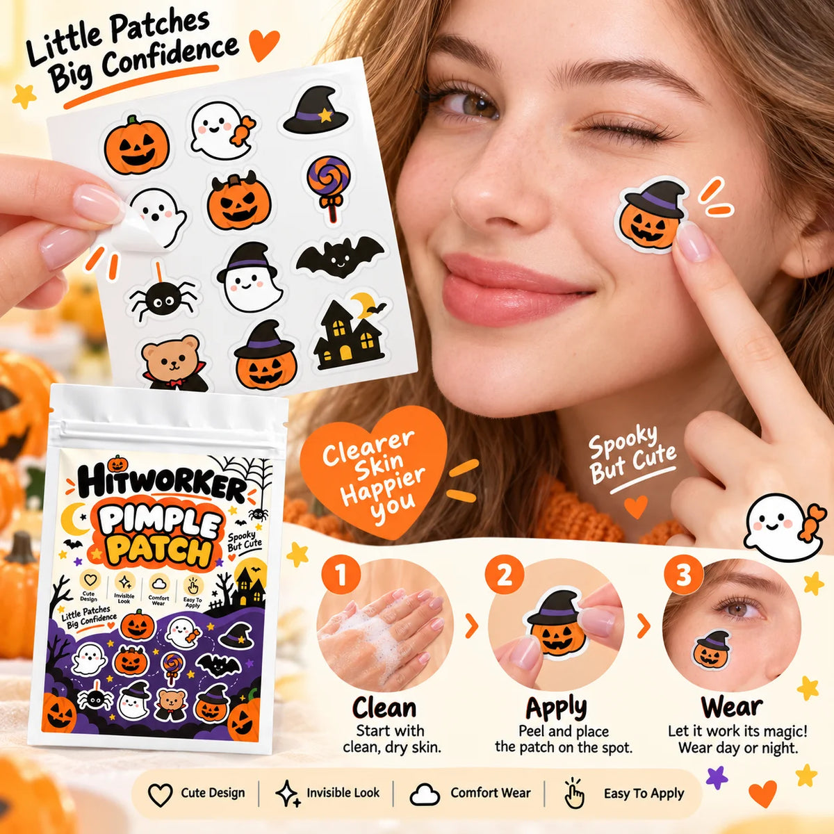 SPOOKY OCCULT HYDRO-MATRIX | Halloween Theme Hydrocolloid Blemish Patches (48 / 120 Pack)