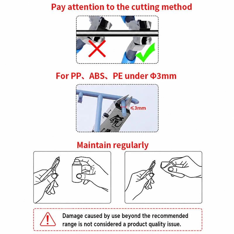 1pc Model Pliers CR-V Ultra-thin Single Blade Gundam Nipper Non-slip Grip Sprue Cutter for Plastic Model Cutting and Building