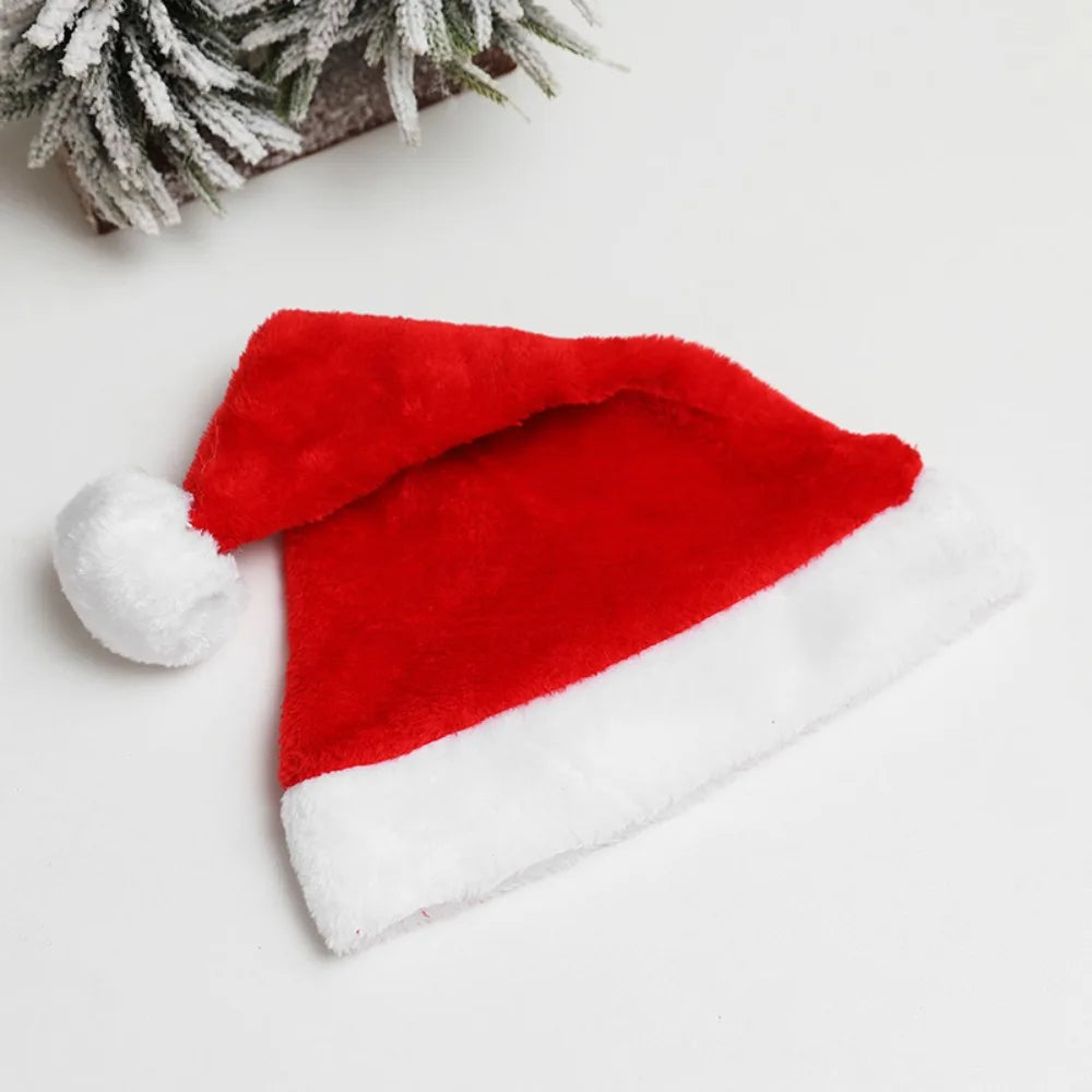 Christmas Santa Hat For Adults And Kids Unisex Velvet Cozy short Plush Red Xmas Hats 2025 New Year's Holiday Party Supplies
