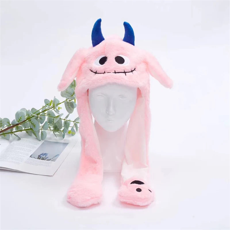 Funny Moving Ears Plush Hat – Airbag Flapping Animal Ear Beanie, Cute Santa, Reindeer & Halloween Cosplay Costume Hat for Kids & Adults