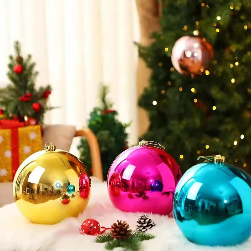 1Pc 12/15/20CM Shiny Christmas Bauble Ball - Hanging Tree Ornament Decoration for Home Bar Party Wedding Xmas Holiday Decor