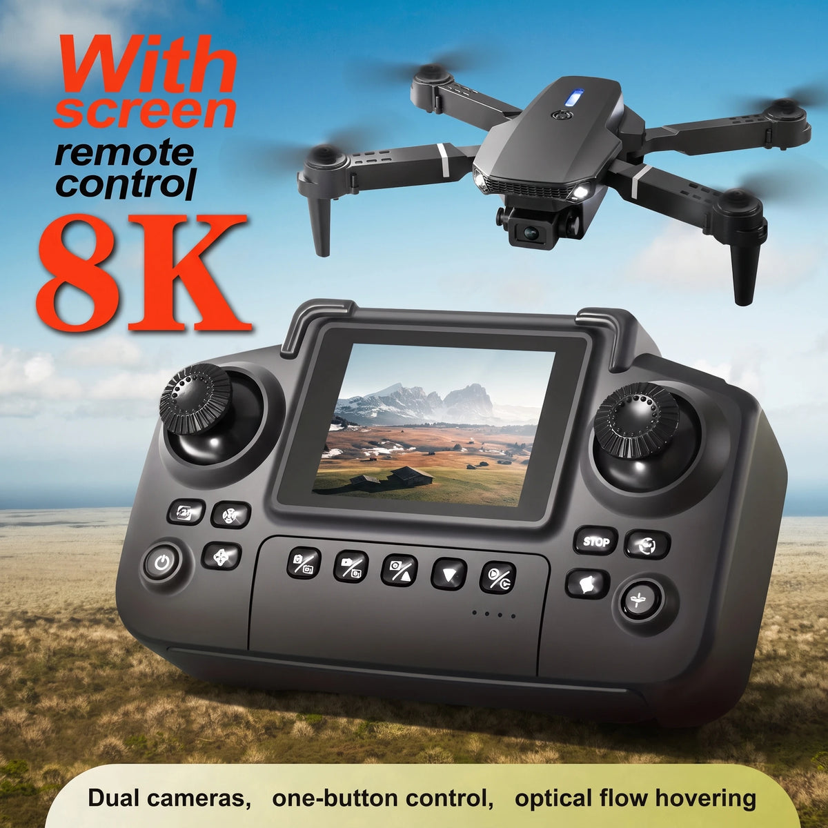 GHOST-88 TACTICAL RECON DRONE | Dual-Camera Optical Flow Quadcopter with Integrated Display Controller
