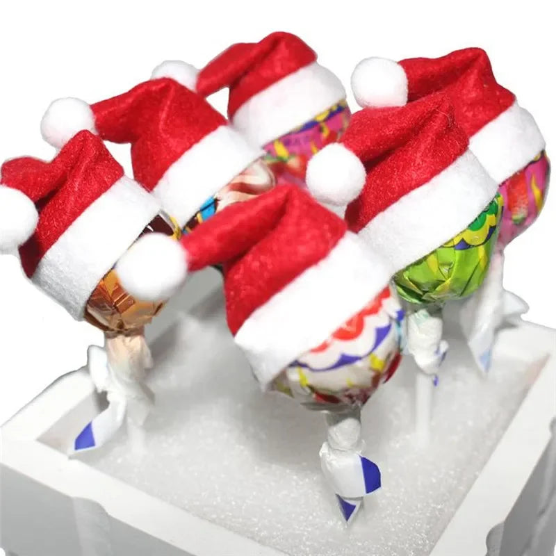 Mini Santa Hat Cutlery Holders – Festive Christmas Dinner Tableware Pouch for Fork & Knife, Holiday Dinner Party Decor & Favor