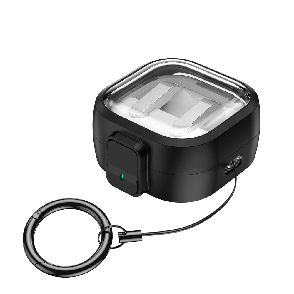 Security Lock Transparent Cover For Samsung Galaxy Buds 4 / Buds 4 Pro Earbuds Protection Case With Keychain For Buzz4 Pro Coque
