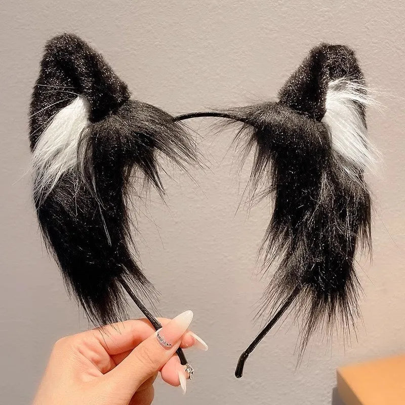 Cute Plush Cat Ear Headband - 1pc Christmas Holiday Dress Up Animal Ear Hoop for Kids Hair Accessories