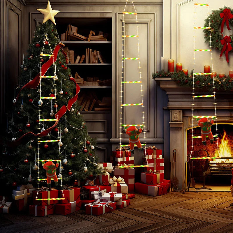 1.5/3M Christmas Decoration LED Santa Claus Climbing Ladder Light USB Plug 8 Flashing Modes Suitable Home Xmas Tree Wall Window