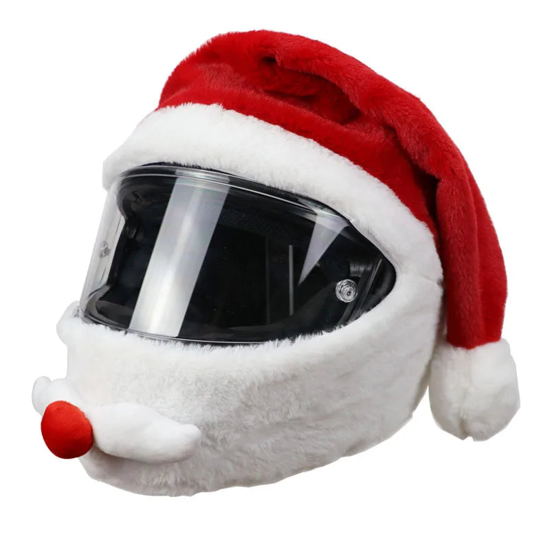 Christmas Motorcycle Full Helmet Plush Cover Creative Santa Claus Motorcycle Helmet Hat Personalized Ride Christmas Gift
