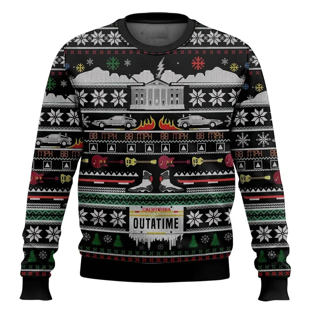 2026 autumn and winter Back To The Future Ugly Christmas sweaters, cartoon anime men's and women's pullovers, sportswear
