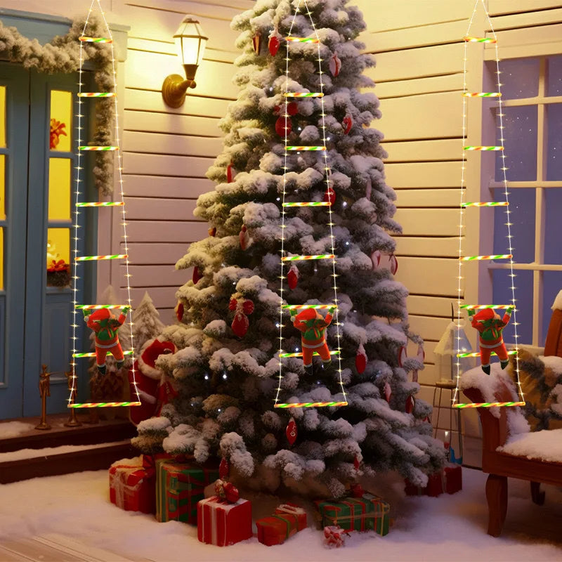 1.5/3M Christmas Decoration LED Santa Claus Climbing Ladder Light USB Plug 8 Flashing Modes Suitable Home Xmas Tree Wall Window