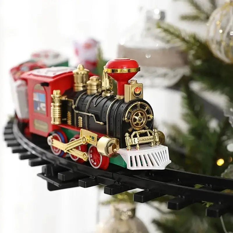 Electric Train Set Christmas Toy with Lights Music Santa Claus Track Kids Holiday Gift Party Decoration Battery Operated Railway