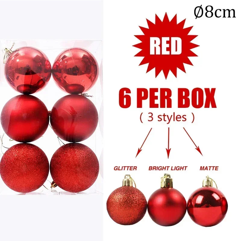 4/6/8cm Christmas Ball Shatterproof Hanging Christmas Baubles Laser and Matte Styles Home Festival Party Xmas Decorative Balls