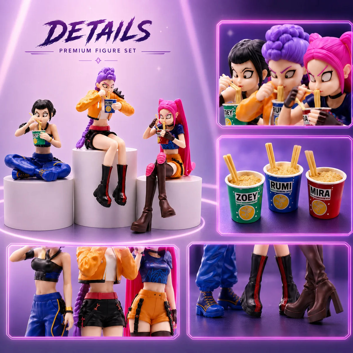 Anime Style Figure Set Cute Cartoon Collectible Figurines Display Model Desktop Decoration Christmas Gift