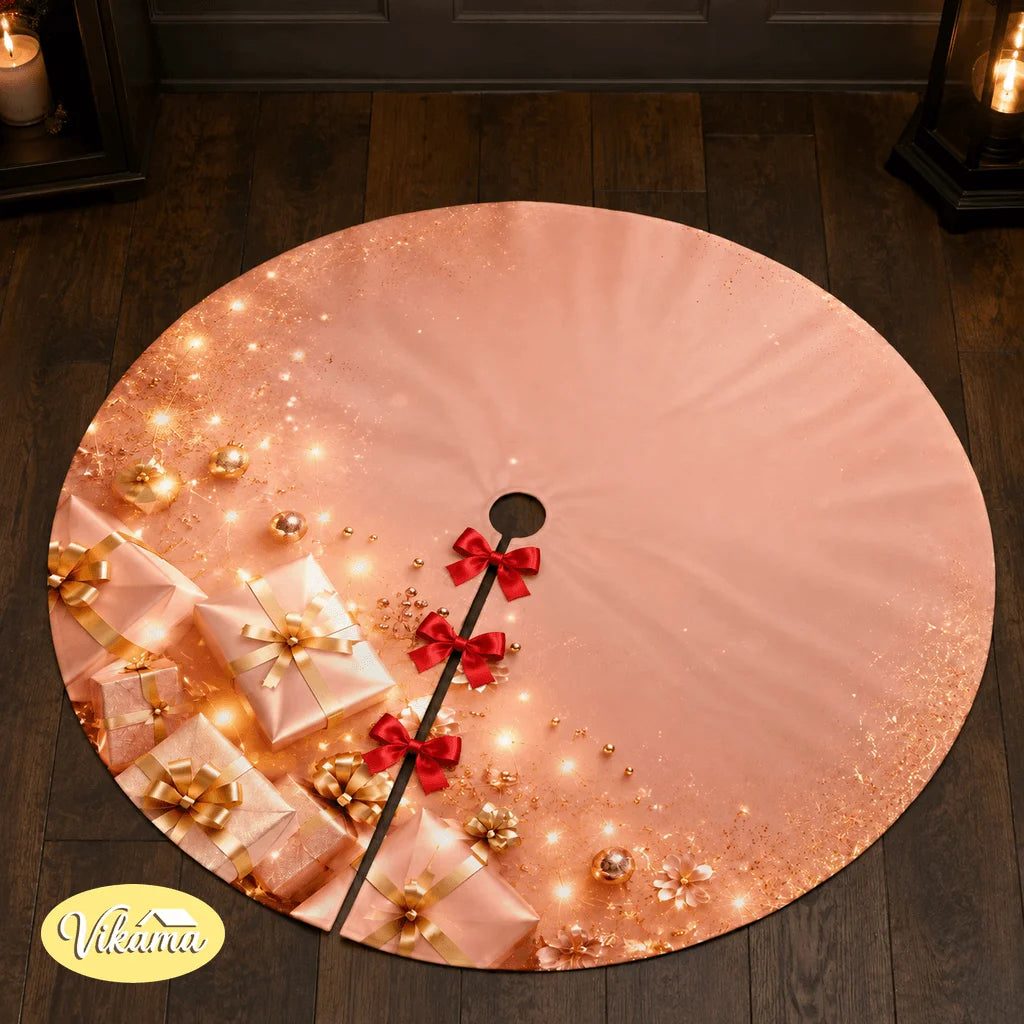 Premium Holiday Christmas Tree Skirt – Foldable Floor Mat with Vivid Festive Patterns, Washable Tree Base Cover for Home Party & Holiday Decor