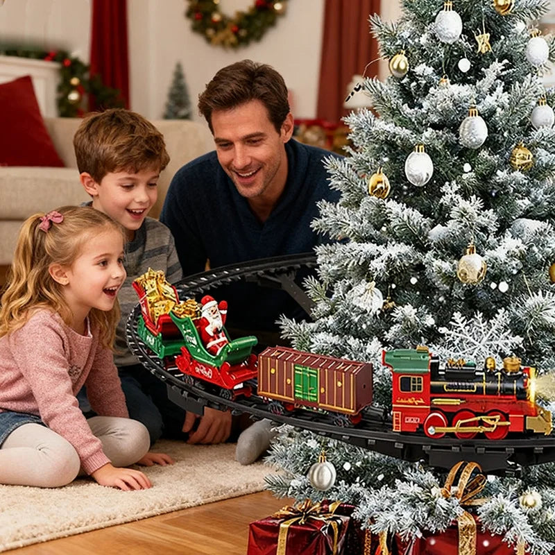 Hanging Christmas track toy Set DIY Track Train Christmas Set Railway Trains Cargo Car Model toys New Year Xmas Gifts Decor