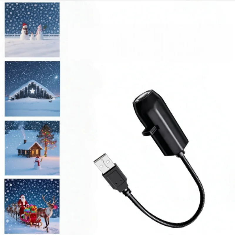 USB LED Ambient Projector Light with Interchangeable Pattern Slides – Flexible Neck Night Lamp for Ocean Whale, Celestial & Holiday Room Decor