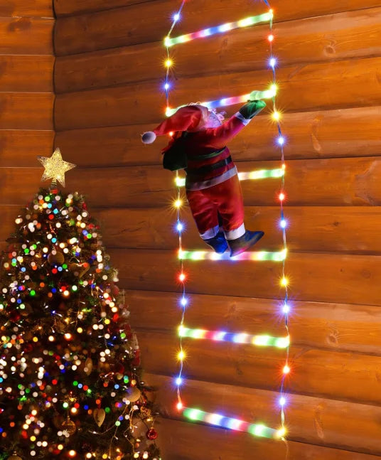 1.5/3M Christmas Decoration LED Santa Claus Climbing Ladder Light USB Plug 8 Flashing Modes Suitable Home Xmas Tree Wall Window