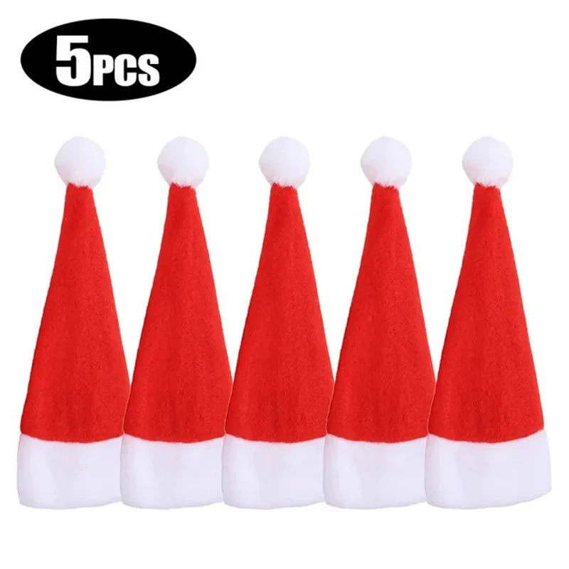 Mini Santa Hat Cutlery Holders – Festive Christmas Dinner Tableware Pouch for Fork & Knife, Holiday Dinner Party Decor & Favor