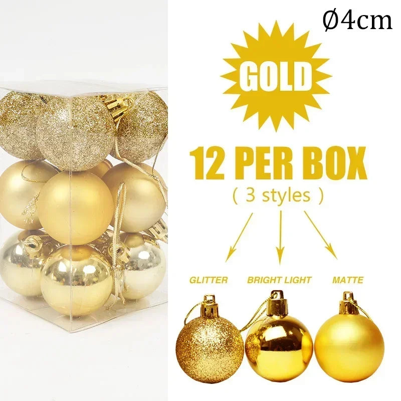 4/6/8cm Christmas Ball Shatterproof Hanging Christmas Baubles Laser and Matte Styles Home Festival Party Xmas Decorative Balls