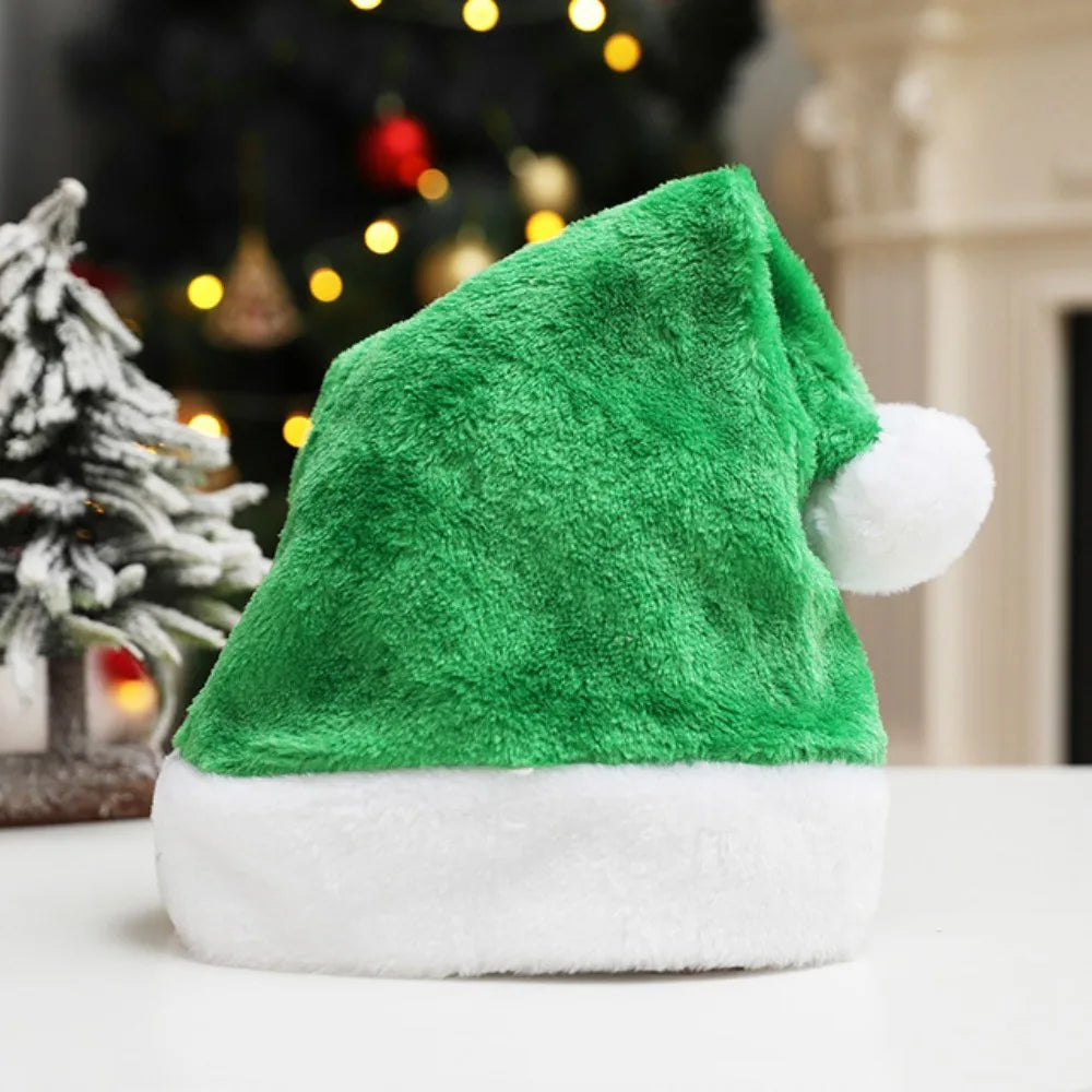Christmas Santa Hat For Adults And Kids Unisex Velvet Cozy short Plush Red Xmas Hats 2025 New Year's Holiday Party Supplies