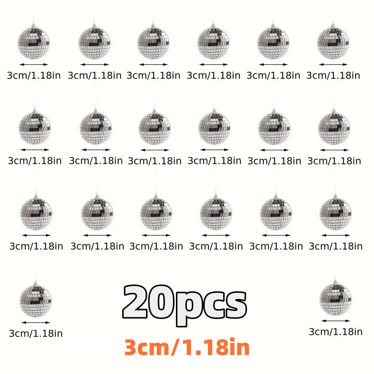 10-30pcs Mini Disco Ball Ornaments Reflective Glass Silver Baubles for Mardi Gras Disco Party Decor Sparkling Christmas DIY Gift