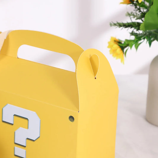 12/24/36pcs Yellow Question Mark Hand-Held Paper Box Birthday Party Decoration Gift Box Candy Box Event Festival Supplies