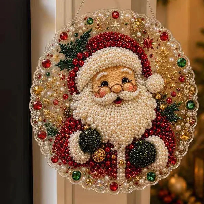 20X20CM Diamond Painting 3d Mixed-sized Pearl Beads Christmas Pearl Suncatcher Kit For Diy Craft Metal Chain Festive Wall Decor