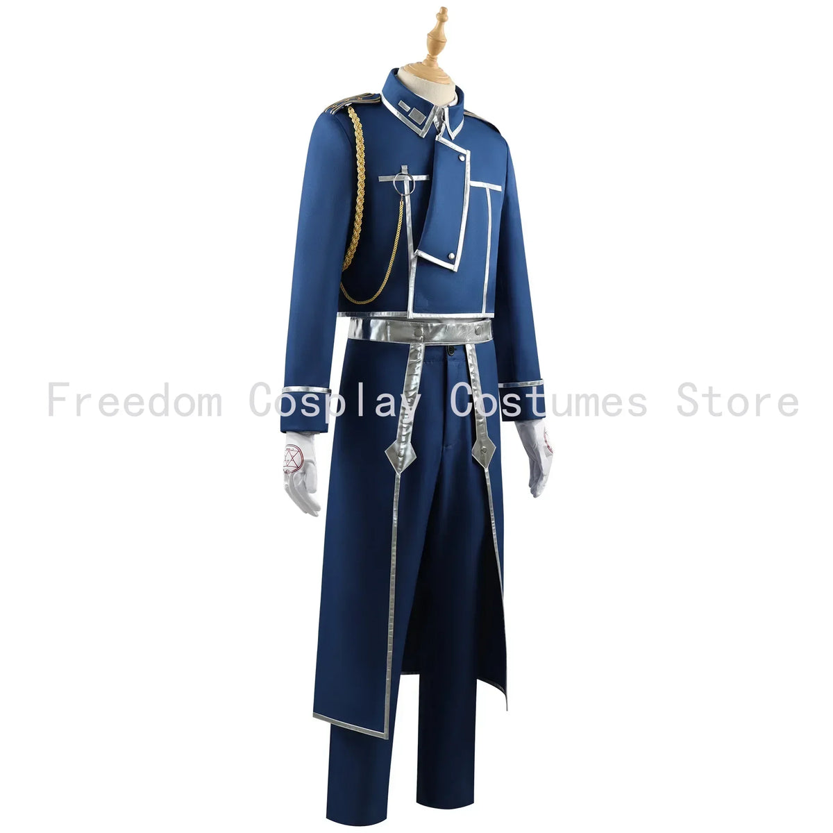 Roy Mustang Cosplay Anime Fullmetal Alchemist Costume Uniform Wig Blue Military Coat Game Exhibition Stage Party Outfit for Men