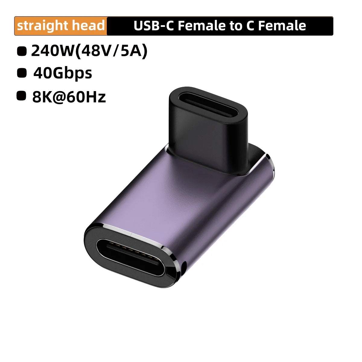USB4.0 40Gbps U-Shape Straight Angle 240W 5A USB C to Type C Fast Charging Converter USB C Data Adapter For Macbook 8K60HZ