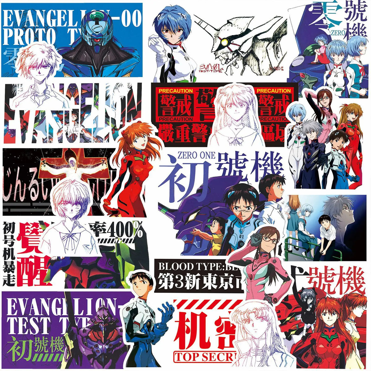 70/75/145PCS Black and White Sketch Neon Genesis Evangelion Stickers Classic Anime Decals for Notebook Skateboard Bike Sticker