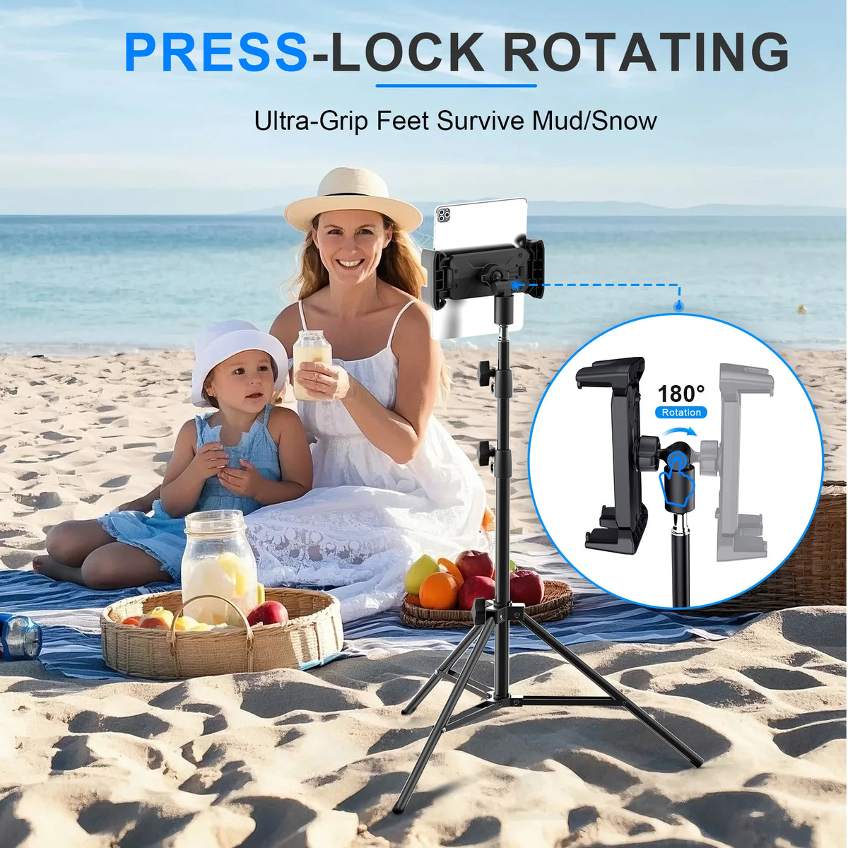 Floor Tripod Tablet Stand Height Adjustable Holder Mount Lazy Bracket for IPad Pro Air 12.9 Iphone 16 15 Max Samsung Cell Phone