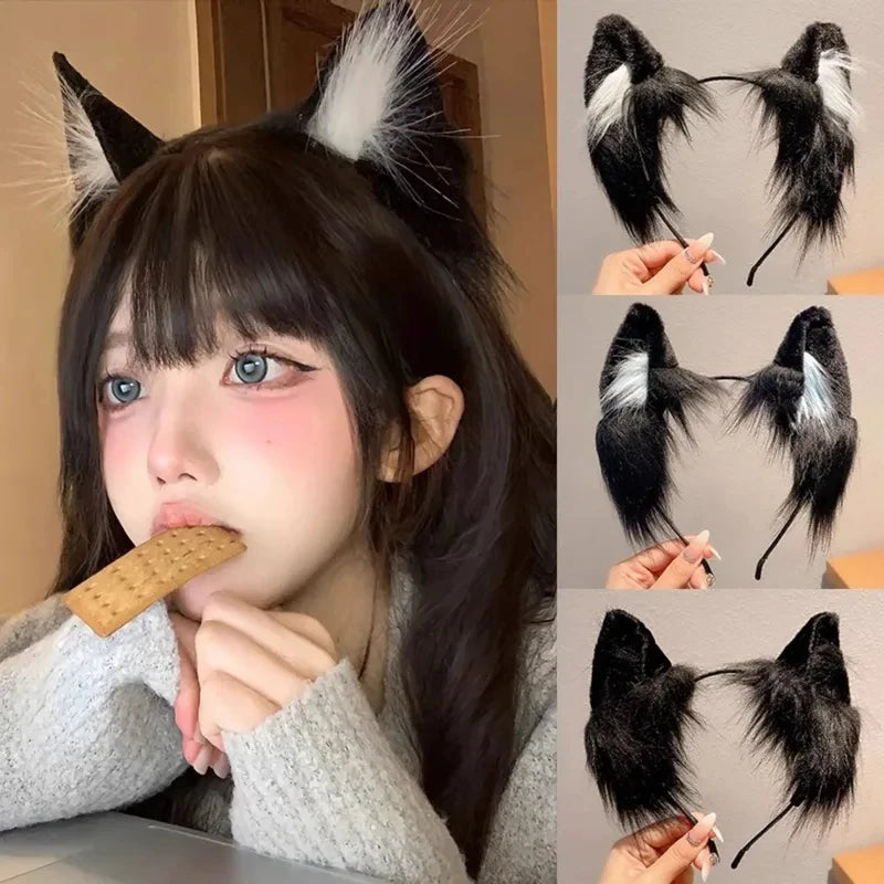 Cute Plush Cat Ear Headband - 1pc Christmas Holiday Dress Up Animal Ear Hoop for Kids Hair Accessories