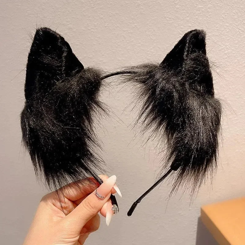 Cute Plush Cat Ear Headband - 1pc Christmas Holiday Dress Up Animal Ear Hoop for Kids Hair Accessories