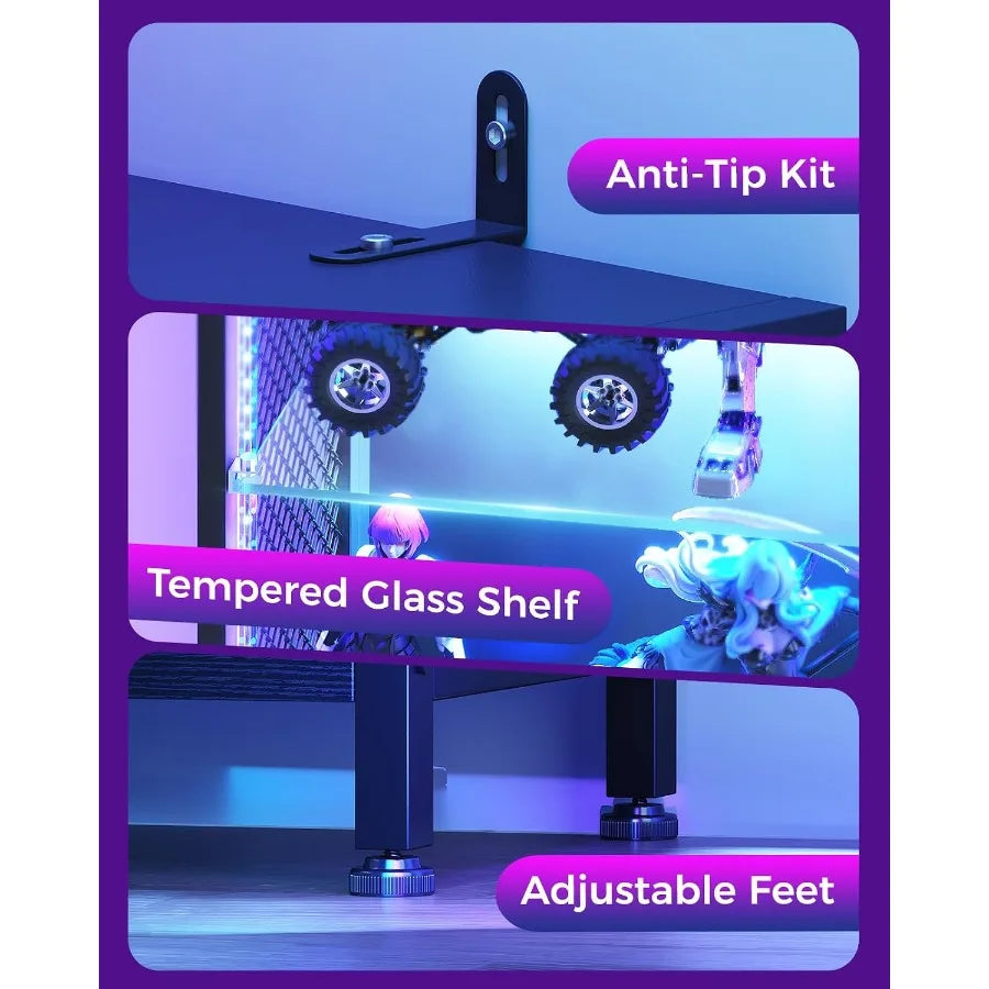 72" Tall Display Case with LED Lights, Display Cabinet for Small Space