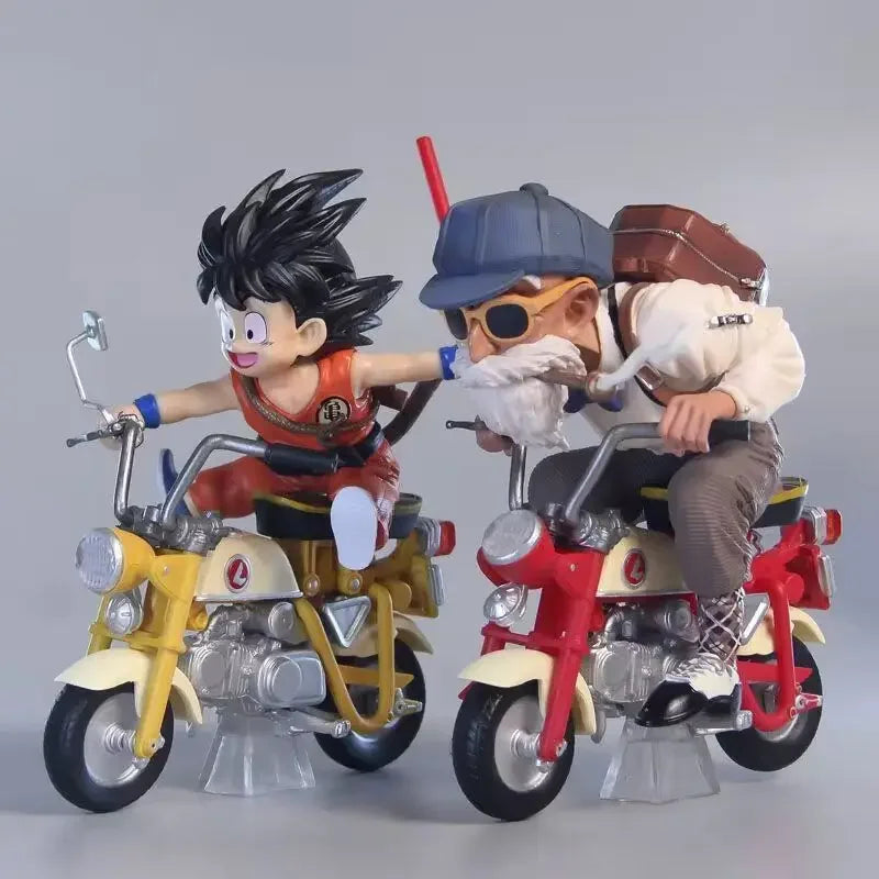 New 13cm Dragon Ball Z Anime Figure Son Goku Master Roshi Locomotives PVC Action Kame Sennin Motorcycle Toys for Children