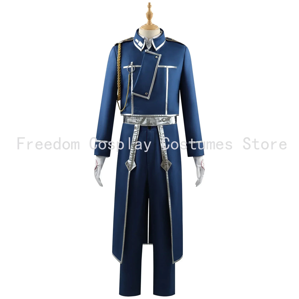 Roy Mustang Cosplay Anime Fullmetal Alchemist Costume Uniform Wig Blue Military Coat Game Exhibition Stage Party Outfit for Men