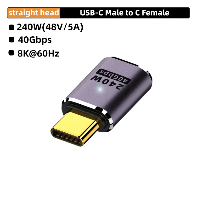USB4.0 40Gbps U-Shape Straight Angle 240W 5A USB C to Type C Fast Charging Converter USB C Data Adapter For Macbook 8K60HZ