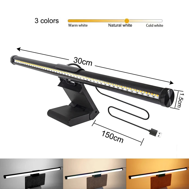 30CM LED Desk Lamp Monitor Light Bar Eye-Care Stepless Dimming Lighting Table Lamp Computer Monitor Screen Light for Work Gaming