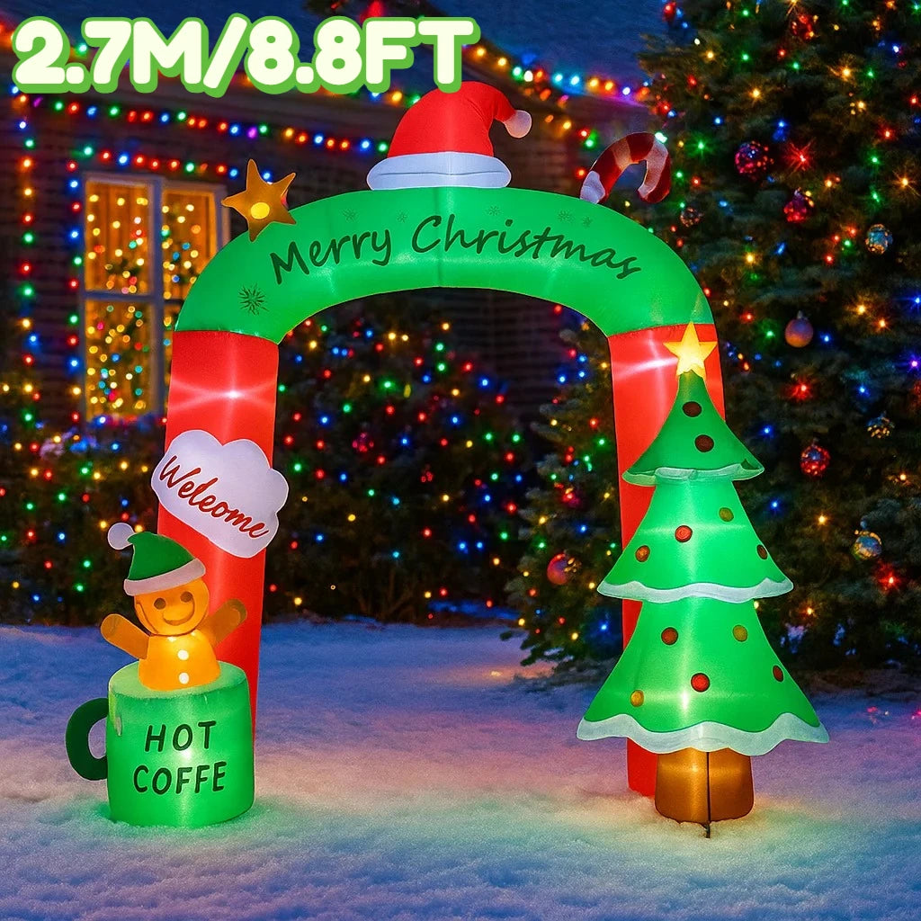 GRAND FESTIVE GATEWAY | 8.8FT (2.7M) Light-Up Christmas Tree & Cocoa Cup Inflatable ArchwayGRAND FESTIVE GATEWAY | 8.8FT (2.7M) Light-Up Christmas Tree & Cocoa Cup Inflatable Archway