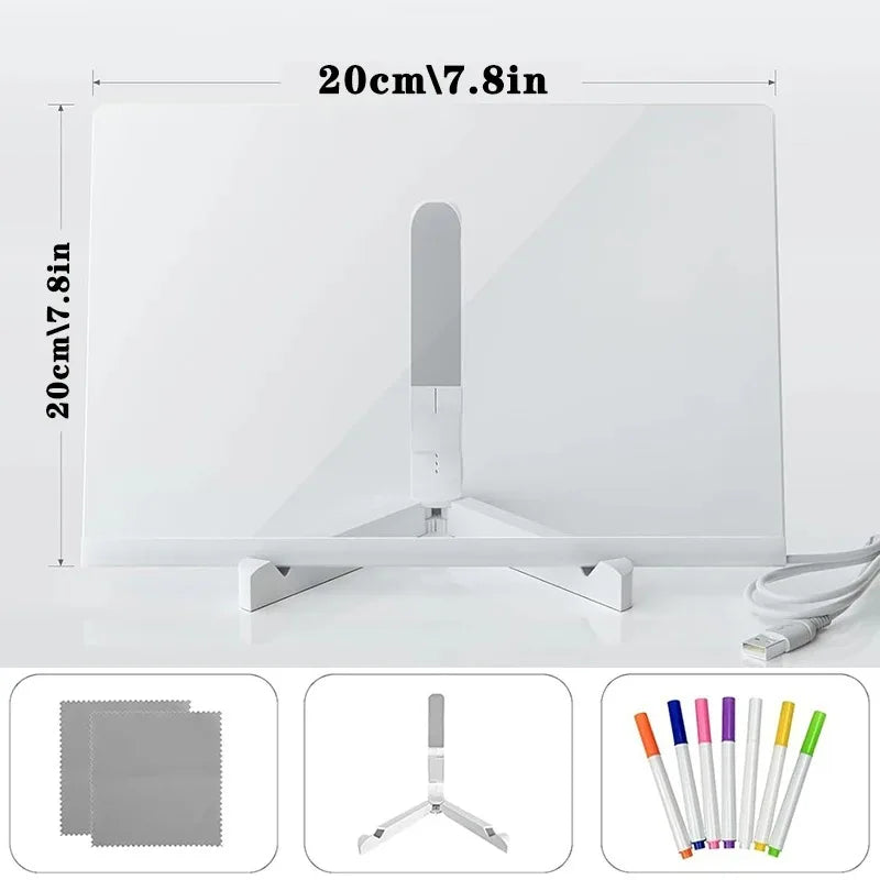 LUMINA-CORE NEON HUD | Transparent Acrylic Glowing Memo Board with 7-Color Chroma Pens
